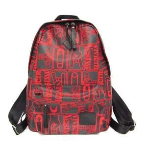 Vivienne Westwood TAGS2 Men's Leather,PVC Backpack Dark Gray,Red Color